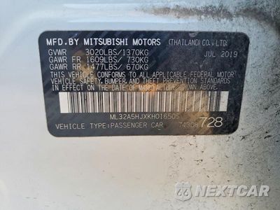 Zdjęcie 12 z 12 samochodu: 2019 MITSUBISHI MIRAGE LE VIN:ML32A5HJXKH016505 - miniatura