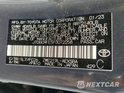 Zdjęcie 12 z 12 samochodu: 2023 TOYOTA COROLLA HYBRID SE VIN:JTDBCMFE5P3012258 - miniatura