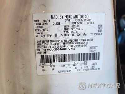 Zdjęcie 13 z 13 samochodu: 2010 FORD ESCAPE LIMITED VIN:1FMCU0EG4AKB77742 - miniatura