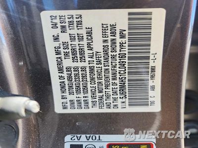 Zdjęcie 13 z 13 samochodu: 2012 HONDA CR-V EX VIN:5J6RM4H51CL049160 - miniatura