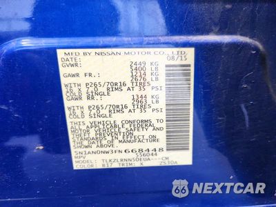 Zdjęcie 13 z 13 samochodu: 2015 NISSAN XTERRA S VIN:5N1AN0NW3FN668448 - miniatura