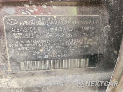 Zdjęcie 12 z 12 samochodu: 2009 HYUNDAI SONATA GLS VIN:5NPET46C69H504137 - miniatura