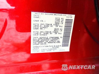 Zdjęcie 13 z 13 samochodu: 2019 NISSAN TITAN SV VIN:1N6AA1EK5KN513104 - miniatura