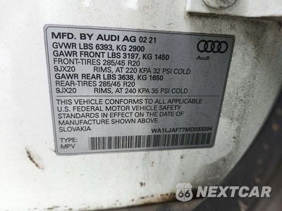 Zdjęcie 12 z 12 samochodu: 2021 AUDI Q7 PREMIUM PLUS VIN:WA1LJAF77MD033204 - miniatura