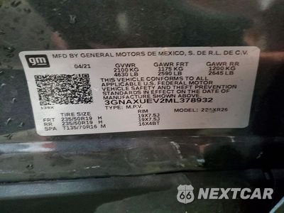 Zdjęcie 13 z 13 samochodu: 2021 CHEVROLET EQUINOX LT VIN:3GNAXUEV2ML378932 - miniatura