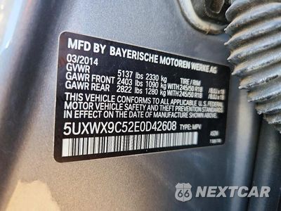 Zdjęcie 13 z 13 samochodu: 2014 BMW X3 XDRIVE28I VIN:5UXWX9C52E0D42608 - miniatura