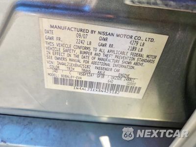 Zdjęcie 12 z 12 samochodu: 2008 NISSAN ALTIMA 2.5 VIN:1N4AL21EX8N425182 - miniatura
