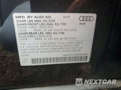 Zdjęcie 13 z 13 samochodu: 2018 AUDI Q3 PREMIUM VIN:WA1ECCFS6JR020901 - miniatura