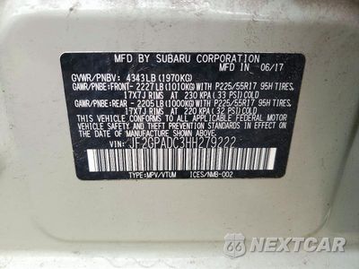 Zdjęcie 13 z 13 samochodu: 2017 SUBARU CROSSTREK PREMIUM VIN:JF2GPADC3HH279222 - miniatura