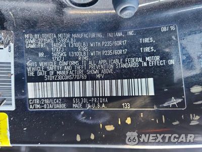 Zdjęcie 13 z 13 samochodu: 2017 TOYOTA SIENNA XLE 8-PASSENGER VIN:5TDYZ3DC0HS770769 - miniatura