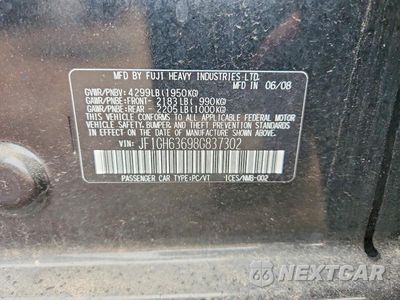 Zdjęcie 12 z 12 samochodu: 2008 SUBARU IMPREZA OUTBACK SPORT VIN:JF1GH63698G837302 - miniatura