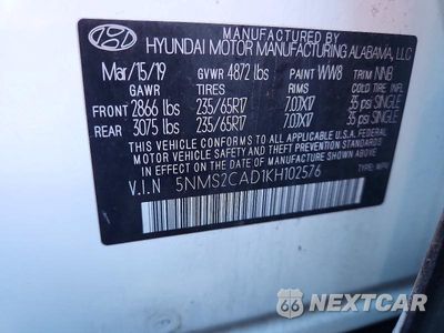 Zdjęcie 13 z 13 samochodu: 2019 HYUNDAI SANTA FE SE VIN:5NMS2CAD1KH102576 - miniatura