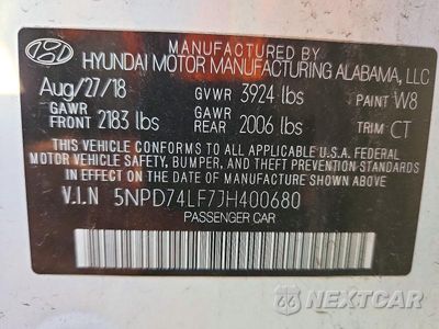 Zdjęcie 13 z 13 samochodu: 2018 HYUNDAI ELANTRA SE VIN:5NPD74LF7JH400680 - miniatura