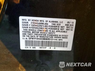 Zdjęcie 13 z 13 samochodu: 2013 HONDA PILOT EX VIN:5FNYF4H4XDB069513 - miniatura