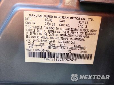Zdjęcie 12 z 12 samochodu: 2008 NISSAN ALTIMA HYBRID BASE VIN:1N4CL21E98C262657 - miniatura