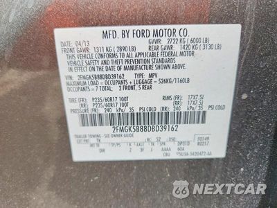 Zdjęcie 13 z 13 samochodu: 2013 FORD FLEX SE VIN:2FMGK5B88DBD39162 - miniatura