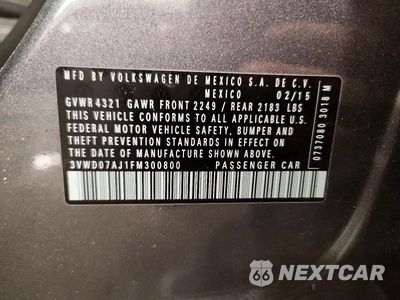 Zdjęcie 12 z 12 samochodu: 2015 VOLKSWAGEN JETTA SE VIN:3VWD07AJ1FM300800 - miniatura