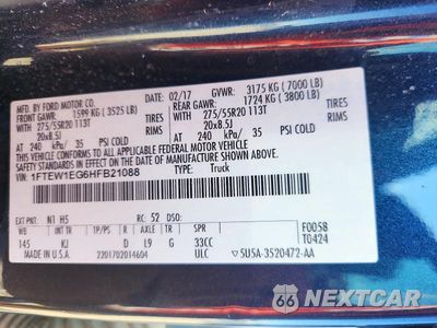 Zdjęcie 13 z 13 samochodu: 2017 FORD F150 SUPERCREW VIN:1FTEW1EG6HFB21088 - miniatura