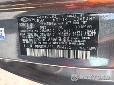 Zdjęcie 13 z 13 samochodu: 2020 HYUNDAI KONA SEL VIN:KM8K2CAA2LU504215 - miniatura