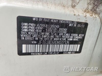 Zdjęcie 12 z 12 samochodu: 2013 SUBARU IMPREZA PREMIUM VIN:JF1GJAC68DH022326 - miniatura