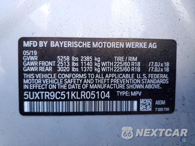 Zdjęcie 13 z 13 samochodu: 2019 BMW X3 XDRIVE30I VIN:5UXTR9C51KLR05104 - miniatura