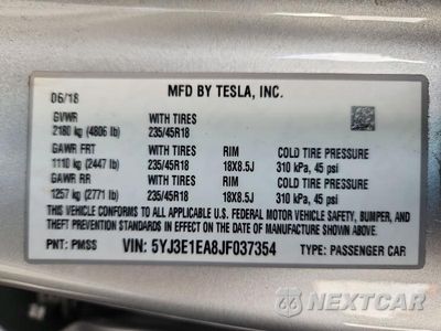 Zdjęcie 12 z 12 samochodu: 2018 TESLA MODEL 3 VIN:5YJ3E1EA8JF037354 - miniatura