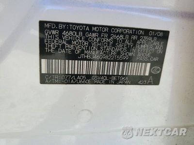 Zdjęcie 12 z 12 samochodu: 2008 LEXUS ES 350 VIN:JTHBJ46G982215599 - miniatura