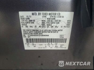Zdjęcie 13 z 13 samochodu: 2013 FORD EXPLORER XLT VIN:1FM5K8D81DGB96568 - miniatura