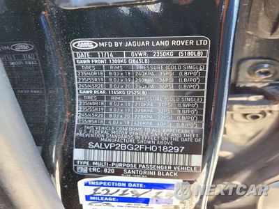 Zdjęcie 13 z 13 samochodu: 2015 LAND ROVER RANGE ROVER EVOQUE PURE PLUS VIN:SALVP2BG2FH018297 - miniatura