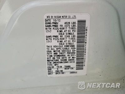 Zdjęcie 13 z 13 samochodu: 2013 NISSAN ROGUE S VIN:JN8AS5MV2DW613018 - miniatura