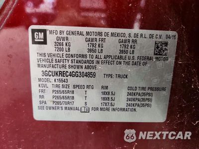 Zdjęcie 12 z 12 samochodu: 2016 CHEVROLET SILVERADO K1500 LT VIN:3GCUKREC4GG304859 - miniatura