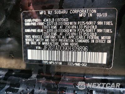 Zdjęcie 13 z 13 samochodu: 2019 SUBARU CROSSTREK PREMIUM VIN:JF2GTADC6KH309896 - miniatura