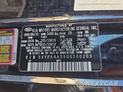 Zdjęcie 14 z 14 samochodu: 2016 KIA SORENTO SX LIMITED V6 VIN:5XYPK4A5XGG100203 - miniatura