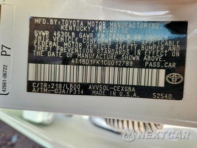 Zdjęcie 13 z 13 samochodu: 2012 TOYOTA CAMRY HYBRID XLE VIN:4T1BD1FK1CU012789 - miniatura