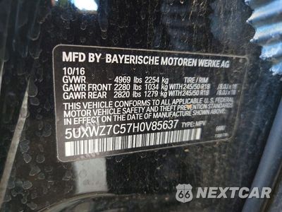 Zdjęcie 13 z 13 samochodu: 2017 BMW X3 SDRIVE28I VIN:5UXWZ7C57H0V85637 - miniatura