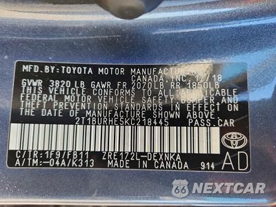 Zdjęcie 13 z 13 samochodu: 2019 TOYOTA COROLLA LE VIN:2T1BURHE5KC218445 - miniatura