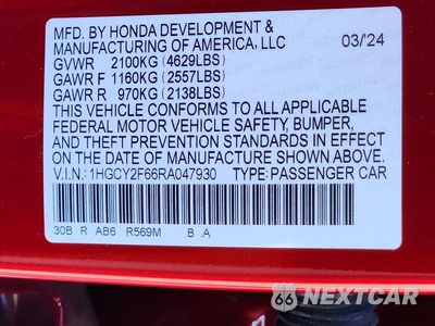 Zdjęcie 12 z 12 samochodu: 2024 HONDA ACCORD HYBRID EXL VIN:1HGCY2F66RA047930 - miniatura