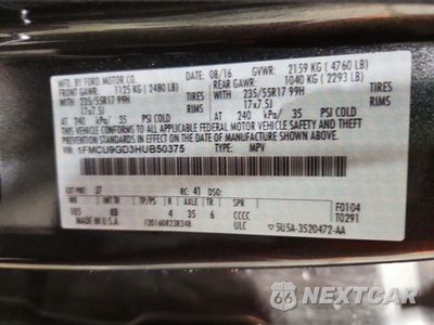 Zdjęcie 13 z 13 samochodu: 2017 FORD ESCAPE SE VIN:1FMCU9GD3HUB50375 - miniatura