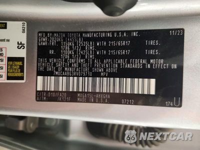 Zdjęcie 14 z 14 samochodu: 2024 TOYOTA COROLLA CROSS LE VIN:7MUCAABG3RV079710 - miniatura