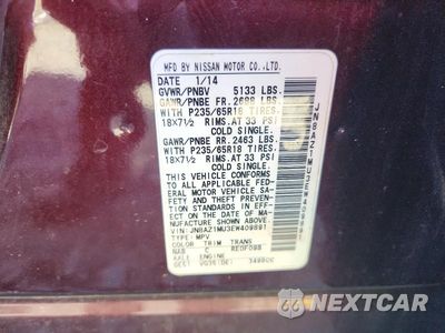 Zdjęcie 13 z 13 samochodu: 2014 NISSAN MURANO S VIN:JN8AZ1MU3EW409891 - miniatura
