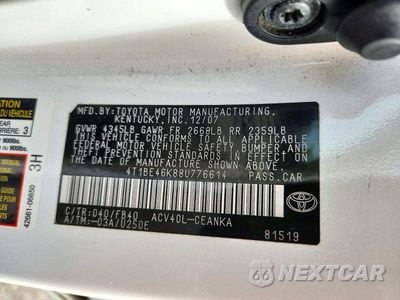Zdjęcie 13 z 13 samochodu: 2008 TOYOTA CAMRY LE VIN:4T1BE46K88U776614 - miniatura