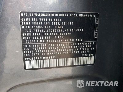 Zdjęcie 13 z 13 samochodu: 2020 VOLKSWAGEN TIGUAN SE VIN:3VV2B7AX6LM056969 - miniatura