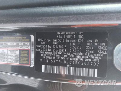Zdjęcie 13 z 13 samochodu: 2024 KIA SORENTO S VIN:5XYRLDJC9RG285707 - miniatura