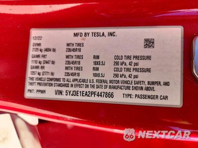 Zdjęcie 12 z 12 samochodu: 2023 TESLA MODEL 3 VIN:5YJ3E1EA2PF447866 - miniatura