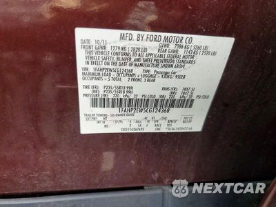 Zdjęcie 12 z 12 samochodu: 2012 FORD TAURUS SEL VIN:1FAHP2EW5CG124368 - miniatura