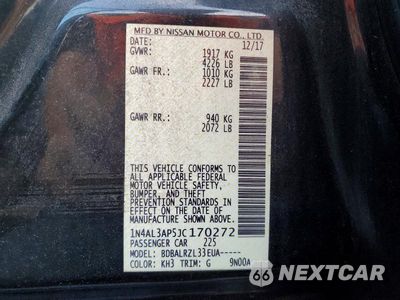 Zdjęcie 12 z 12 samochodu: 2018 NISSAN ALTIMA 2.5 SL VIN:1N4AL3AP5JC170272 - miniatura