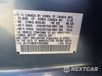 Zdjęcie 12 z 12 samochodu: 2007 HONDA RIDGELINE RTL VIN:2HJYK16597H520883 - miniatura