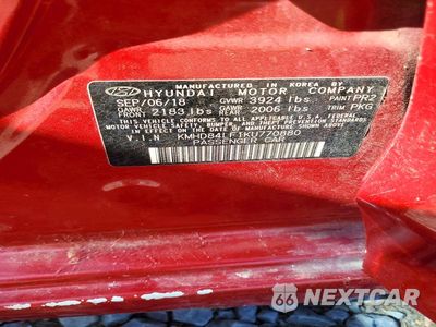 Zdjęcie 12 z 12 samochodu: 2019 HYUNDAI ELANTRA SEL VIN:KMHD84LF1KU770880 - miniatura