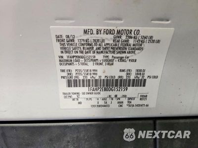 Zdjęcie 12 z 12 samochodu: 2013 FORD TAURUS SEL VIN:1FAHP2E80DG152159 - miniatura