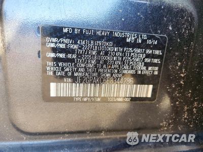 Zdjęcie 14 z 14 samochodu: 2014 SUBARU XV CROSSTREK 2.0 LIMITED VIN:JF2GPAKC6E8344286 - miniatura